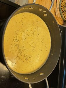 Mushroom soup in a pan